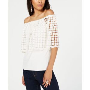 Thalia Sodi Off The Shoulder Flounce Top
